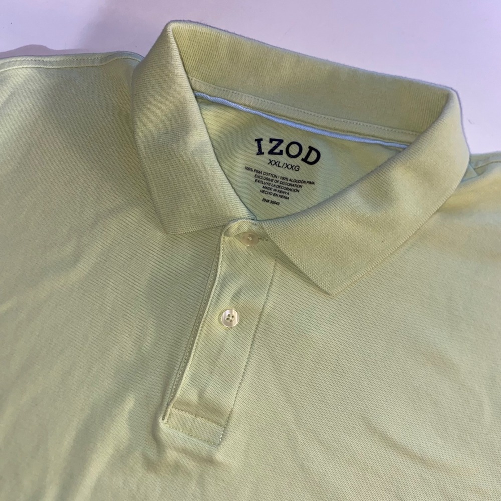 IZOD Mens XXL Lime Green 100% Pima Cotton Short Sleeve Polo Shirt Classic Fit